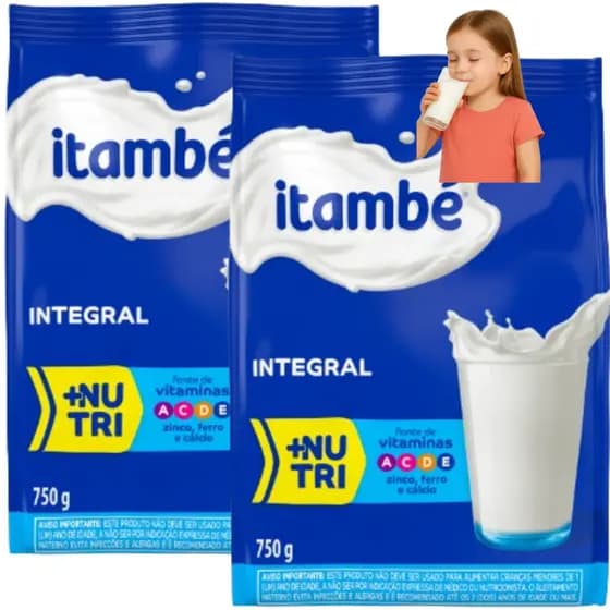 Leite Pó Integral Itambé Embalagem Econômica 750g +NUTRI VITAMINAS A, C, D, Instantâneo Tradicional