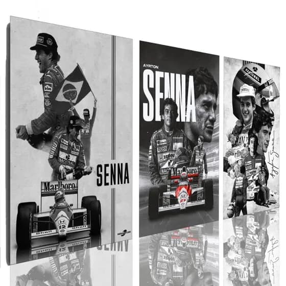 Quadro Decorativo Mosaico Ayrton Senna Mosaico Preto e Branco