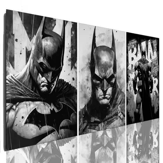 Quadro Decorativo Mosaico Batman Heroi DC Preto e Branco Sala Grande Envio Rapido