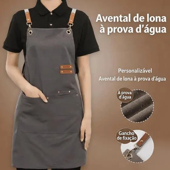Avental Profissional: 2 Bolsos, Ajustável e Confortável - Perfeito para Cozinha e Churrasco!