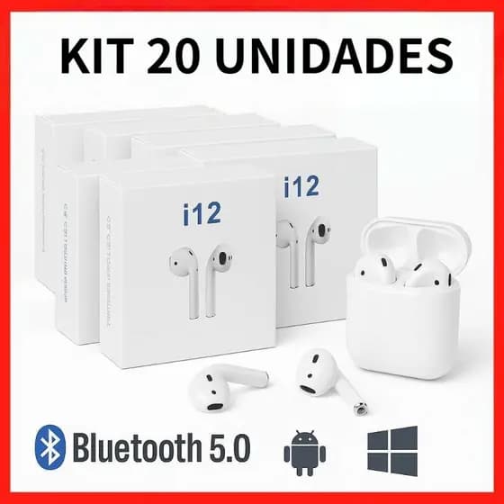 Atacado Kit 20/30/40 Fone de Ouvido Sem Fio i12 Bluetooth 5.0 Com Touch Boa qualidade de som