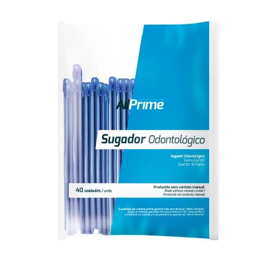 Sugador AllPrime Descartável Azul Transparente C/40 Unidades