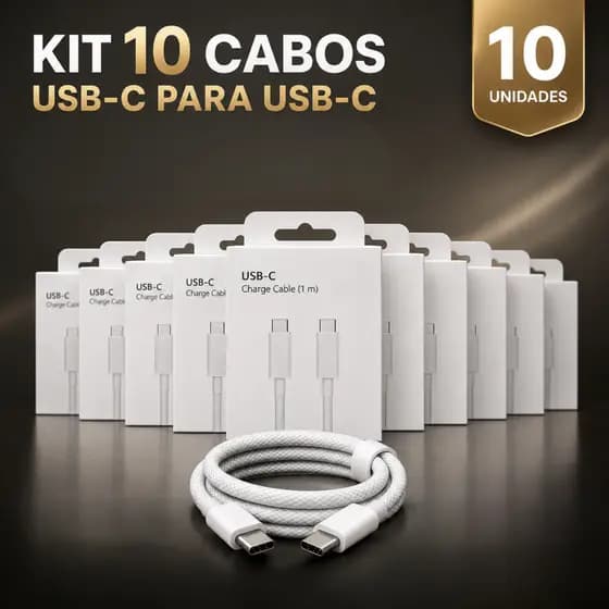 Kit 10 Cabo Usb-c Tipo-c 1m Lehmox Revenda Atacado Celular Notebook Pc