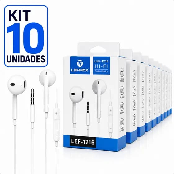 Kit 10 Unidades Fone de Ouvido P2 P3 3.5mm Com Microfone e Fio Atacado Revenda