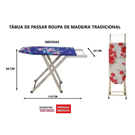 Tábua de Passar Roupa com Suporte para Ferro de Passar