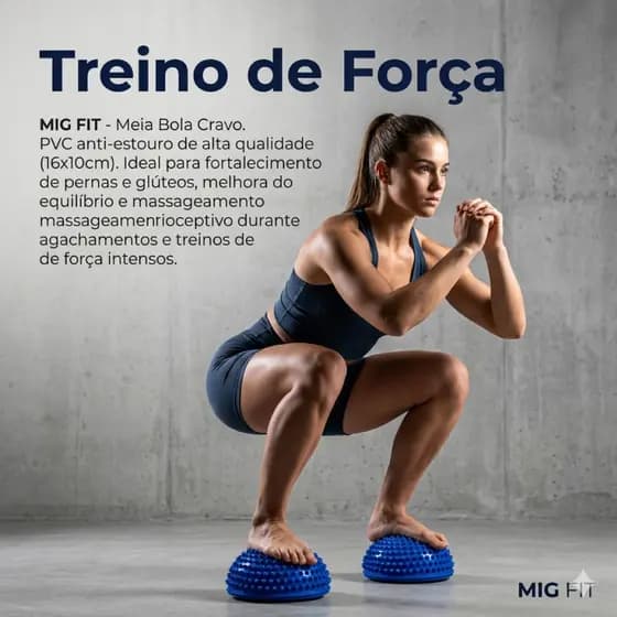 Mini Meia Bola Cravo Bosu 16cm SemiCirculo Texturizada Espinha Pilates Fisioterapia Equilíbrio Massagem Pés
