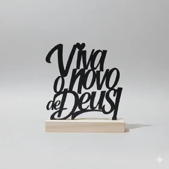 Enfeite Decoração Religiosa Deus Viva o Novo de Deus Para Mesa Sala Escritorio
