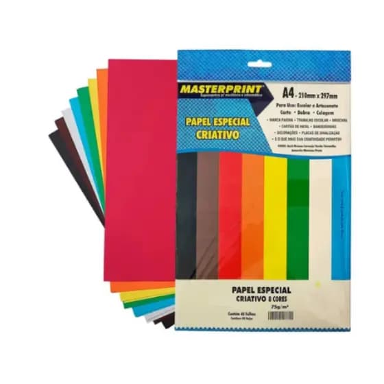 Papel Criativo 8 Cores 45 Folhas 75g - Masterprint