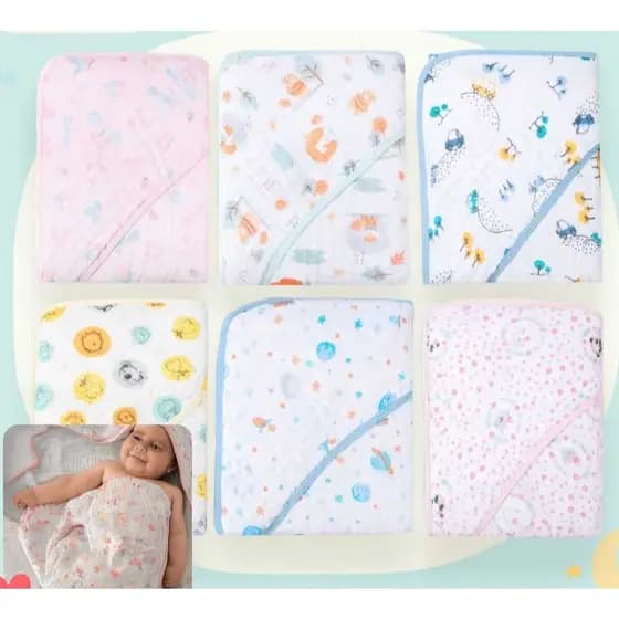 Toalha De Banho Estampada Para Bebê Com Capuz 80x80 Toalha De Fralda Infantil
