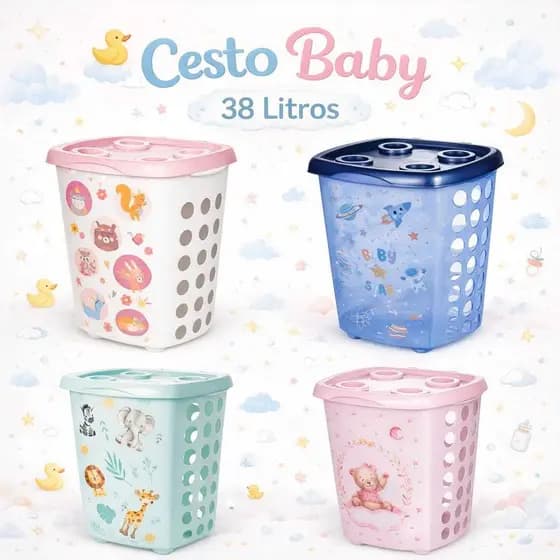 Cesto Organizador Grande com Tampa e Ventilação Cesto Quato Do Bebe Roupa