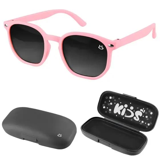 Óculos retro infantil vintage rosa proteção uv sol social