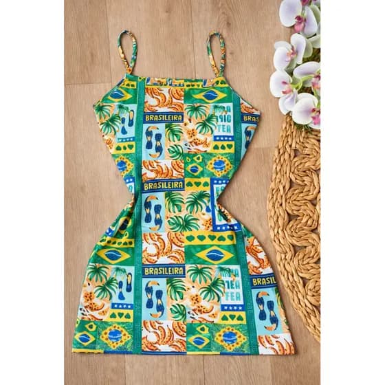 Vestido Tubinho Comfort Tropical Feminino Justo Estampado, Leve e Elegante para o Verão