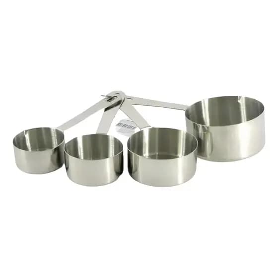 Kit Xícaras Medidoras Em Inox 4 Peças – Medidores de Ingredientes para Cozinha e Confeitaria
