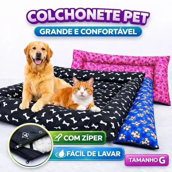 Cama Colchonete para pet Cachorro Gato Grande 93 x 70 cm
