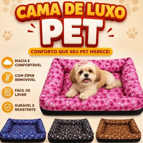 Cam de Luxo Caminha Cama Pet com Zíper para Cachorro Gato Grande, Médio e Pequeno