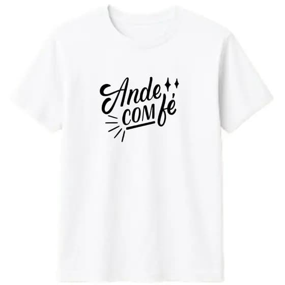 Camiseta Religiosa 100% Algodão com Frases Ande com Fé