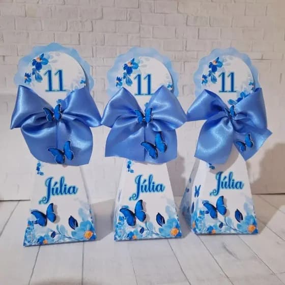Caixa Pirâmide Personalizada borboleta azul