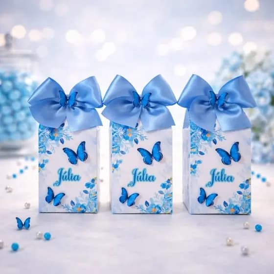 Caixa milk borboleta azul personalizado