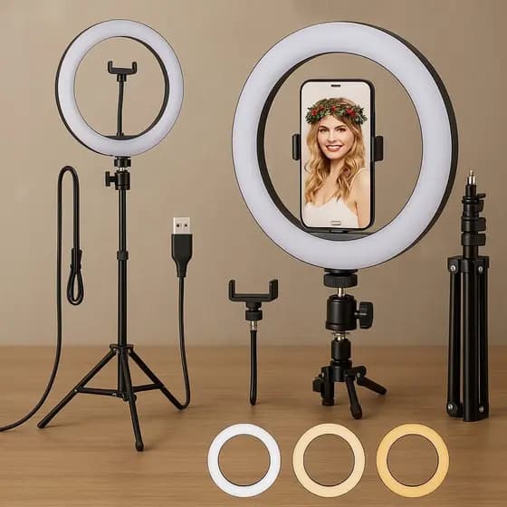 Ring Light Iluminador Anel Luz Polegadas 10 com Tripé Ajustavel Praticidade iluminador Ring Premium