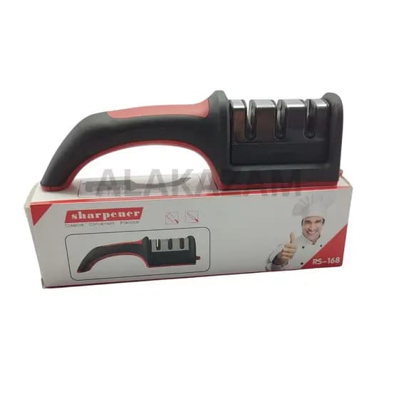 Afiador Amolador De Facas Em Aço Inox Com 3 Borda Profissional Base Emborrachado Premium