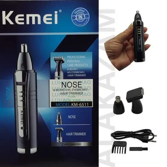 Aparador de Pelos Nasal, Orelha Barba Kemei KM-6511 – Compacto, Potente e Recarregável!