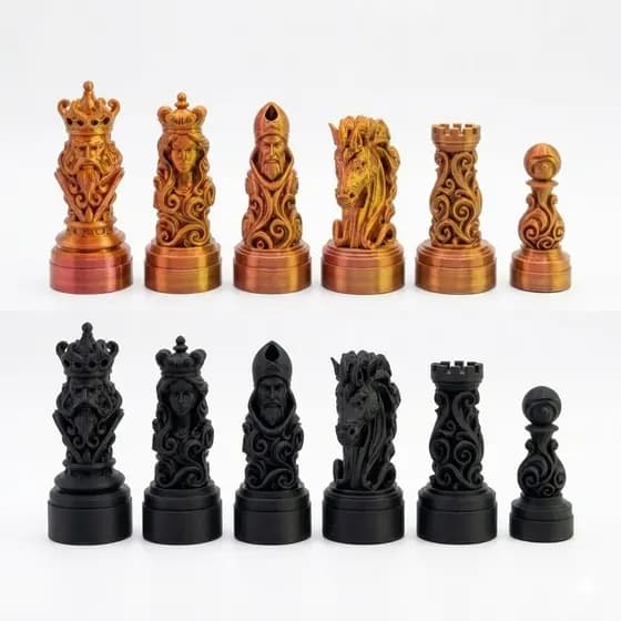 Jogo Xadrez Esculpido Luxo Decorativo Kit 16 Peças Premium