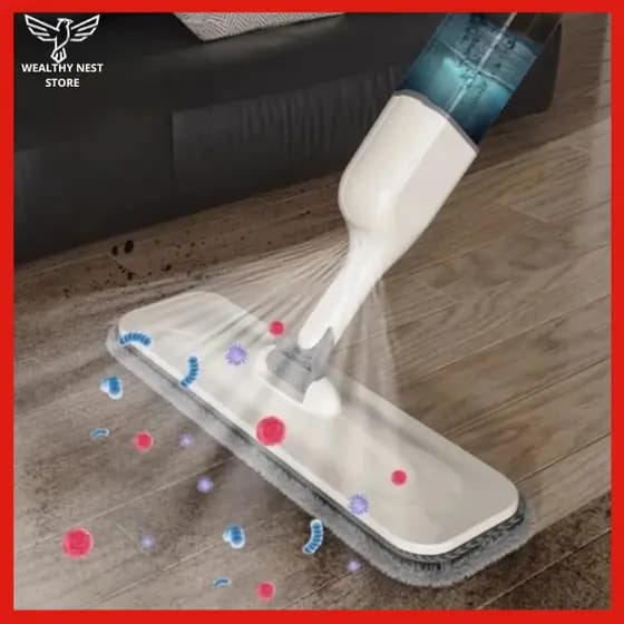 Mop Esfregão Com Spray Para Limpeza De Chão Com Refil Microfibra Reutilizável