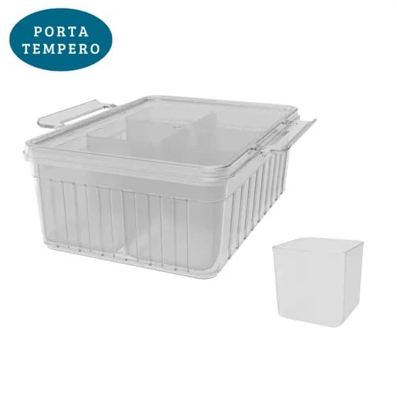 Kit Pote Porta temperos Porta Condimentos Organizador Com 6 Divisórias