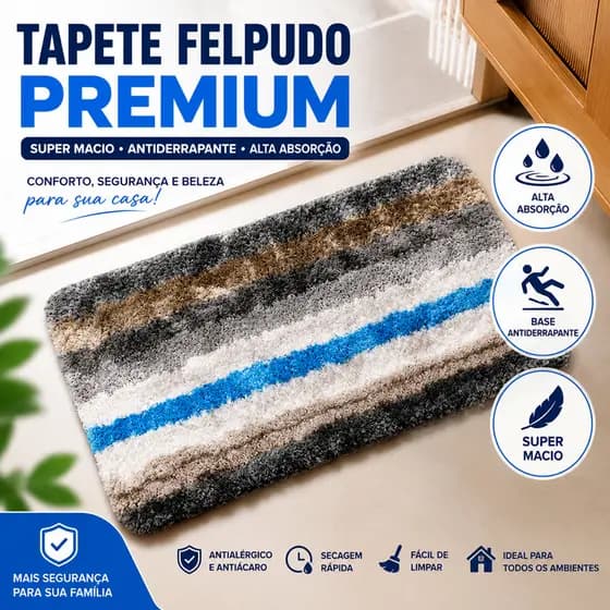 Tapete Felpudo Super Absorvente Antiderrapante Para Banheiro Quarto Entrada Lavável Macio Premium