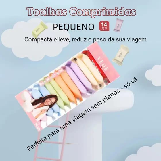 Kit 35/70/140 Toalhas Comprimidas – Portátil para Viagem, Praia e Remoção de Maquiagem