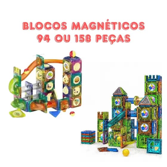Blocos Montar Magnético 94 ou 158 Peças STEM Brinquedo Desenvolvimento Infantil Presente Natal