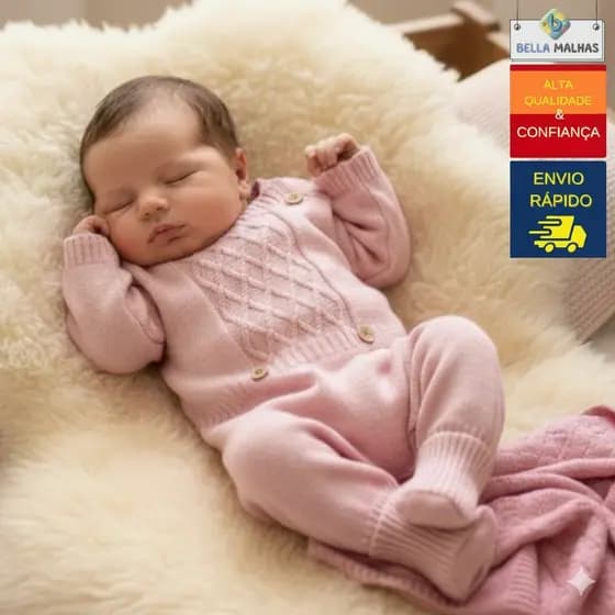 Roupa Infantil Bebê RN Tricot Luxo 2 Peças Saida Maternidade Menina e Menino Presente Chá Revelação