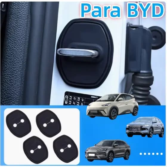Kit 4 Peças Protetor de Fechadura Porta Carro Para BYD Dolphin / Yuan / Song pro / Seal / King Silicone Anti-Ferrugem
