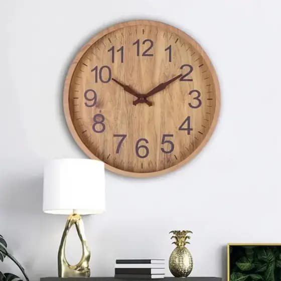 Relógio Estilo Madeira De Parede 30 Cm Rustico Wood