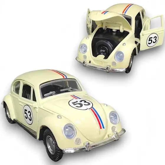 Fusca Herbie 53 Miniatura Ferro Abre Porta Capô Fricção Coleção 1/32