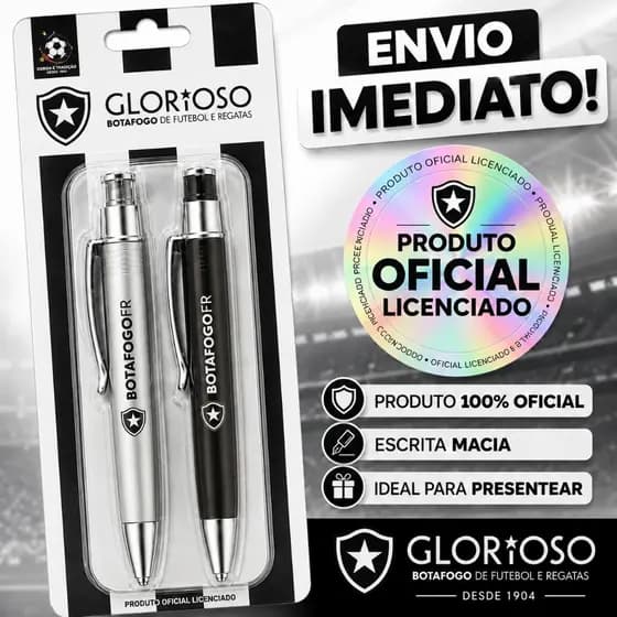 Kit 2 Canetas Botafogo Oficial • Escrita Suave • Presente Ideal Para Torcedor - Envio Rápido