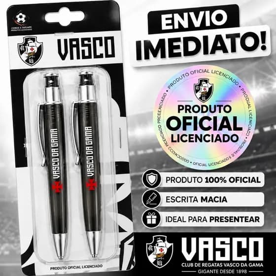 Kit 2 Canetas Vasco Oficial • Escrita Suave • Presente Ideal Para Torcedor - Envio Rápido