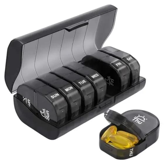 Caixa Organizadora Porta Comprimidos Remédios Semanal Duplo