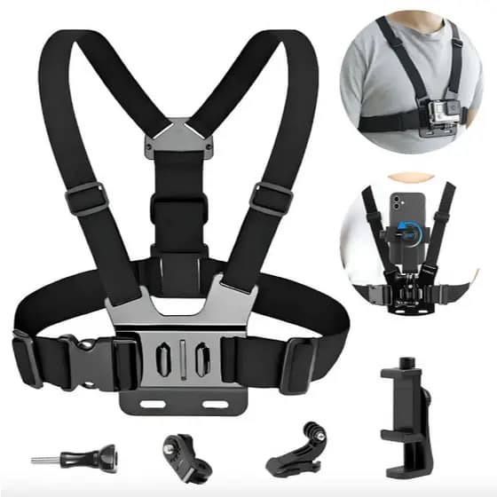 Suporte de Peito Para Celular e Gopro Peitoral Peito ajustável Câmera Esportivo Moto Bike
