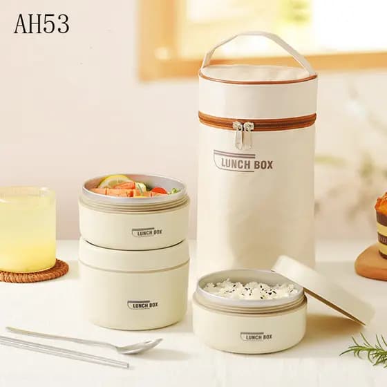 Caixa Térmica Portátil para Almoço Feita de Aço Inoxidável 304 com Bolsa de Grande Capacidade, Caixa Bento Multicamadas,