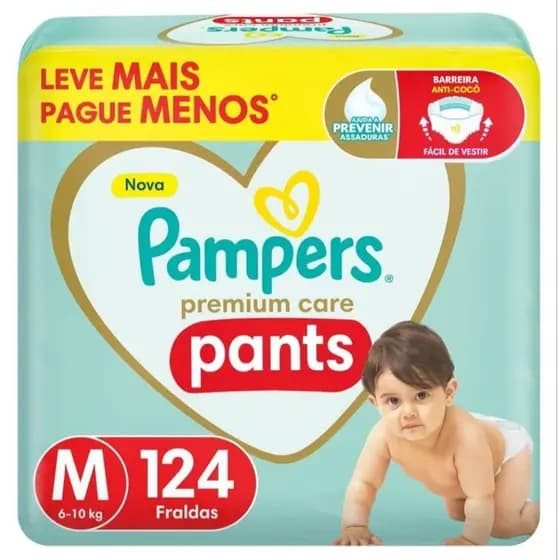 Fralda Pampers Premium Care Pants M 124 unidades