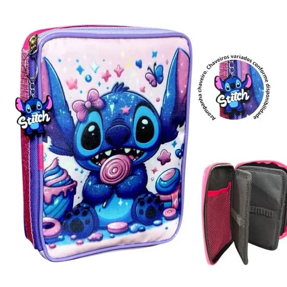 Estojo Box STITCH /Estojo Box /Estojo escolar Stitch/Estojo de lápis/Estojo com divisórias/Organizador escolar infantil