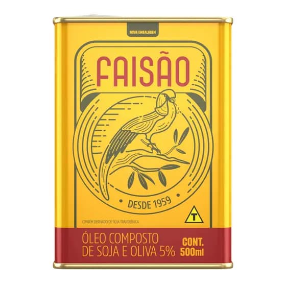 Óleo Composto De Soja E Oliva Lata 500ml - Azeite Faisão