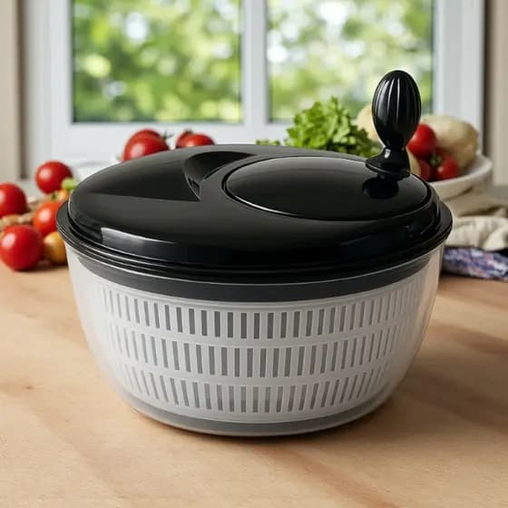 Centrífuga de Salada 4L Manual com Escorredor de Água – Secador de Verduras