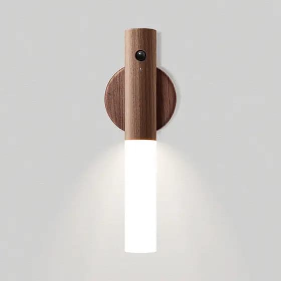 Luminaria Luz Led Recarregável Sensor de Movimento Madeira Minimalista Para Mesa Parede