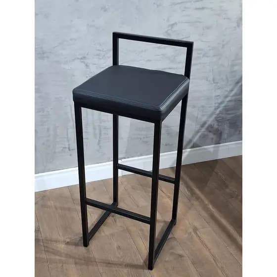 Banqueta Industrial Eva Estofada Couro Preta – Cozinha, Bar, Bancada
