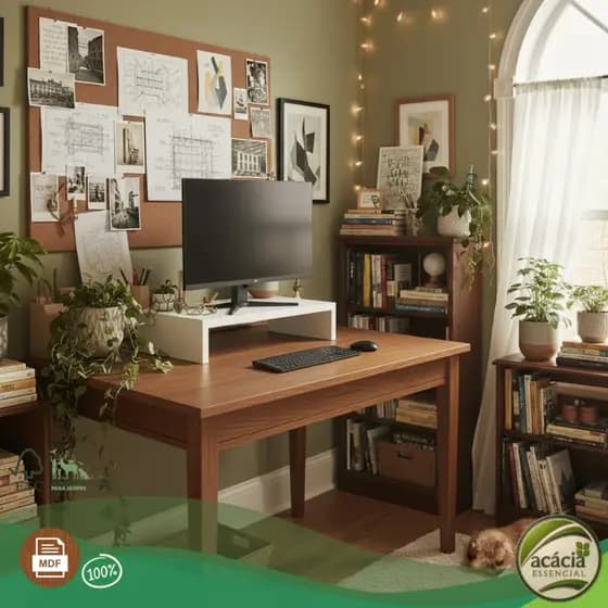 Suporte para Monitor em MDF 50cm – Ergonômico, Resistente, Acabamento Premium, Fácil Montagem