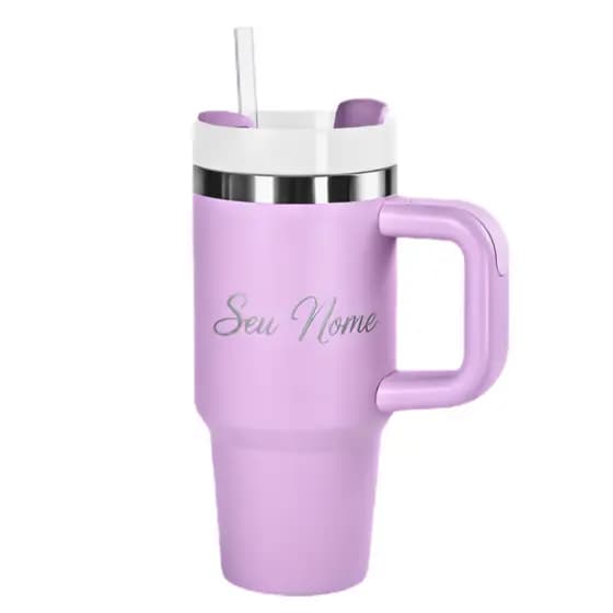 Mini Copo Térmico 420ml Isolado A Vácuo | Garrafa Inoxidável + Personalização a Laser - Nome - Logo - Time