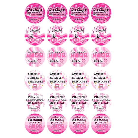 48 Adesivos 4x4 Outubro Rosa - Adesivos Personalizados - Etiquetas Outubro Rosa Personalizadas