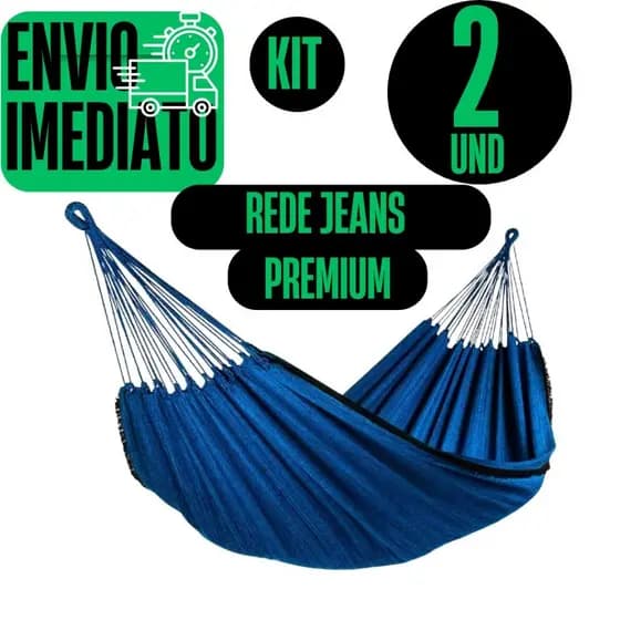 Kit 2 Rede De Dormir Casal/Solteiro Jeans Life Varias Cores Rede Descanso Reforçada Boa Casal e Solteiro Prime GR155